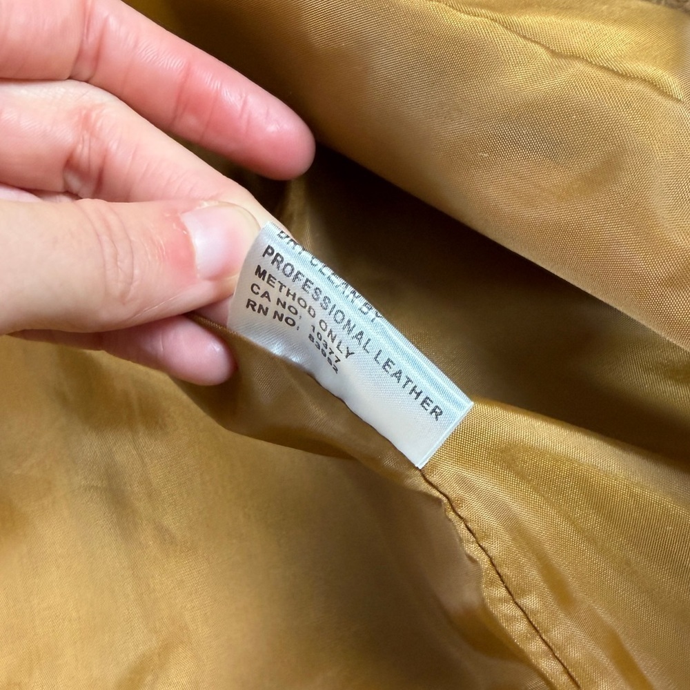 Margaret Godfrey Tan Suede Leather Coat Women’s 6 Embroidered Florals Mid Length - Picture 6 of 12